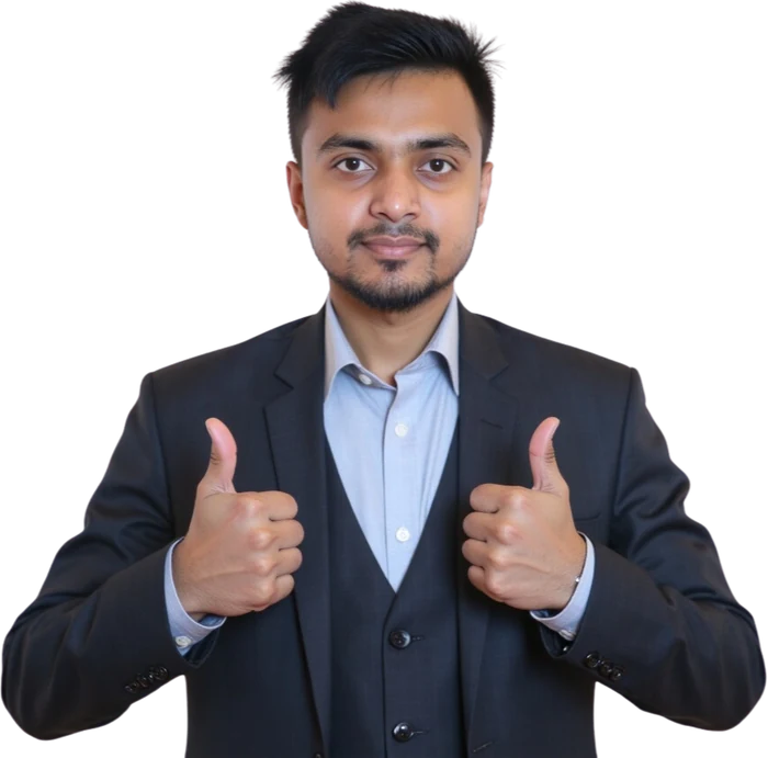 Kazi Talat giving two thumbs up