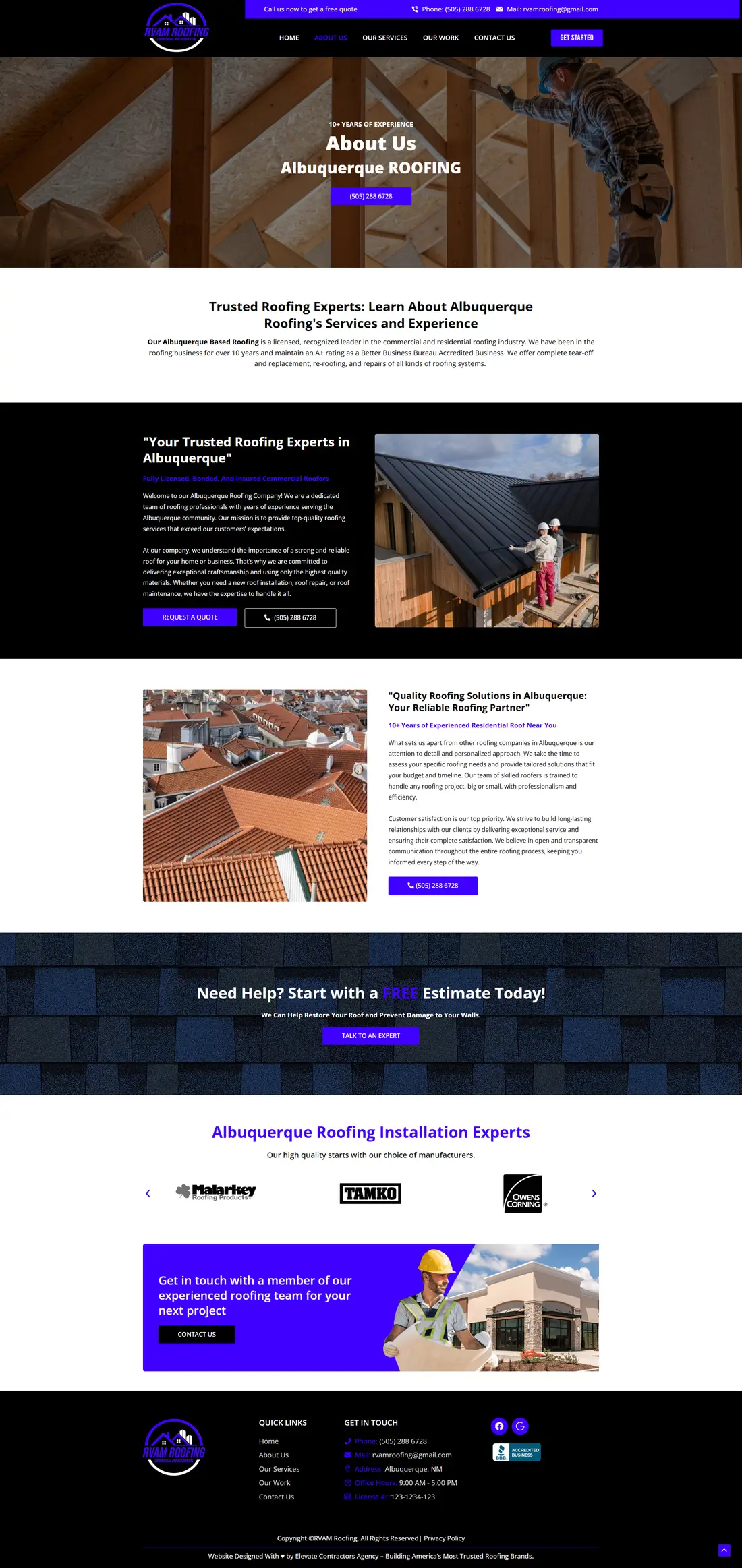 Albuquerque Roofing — Page 2 page design