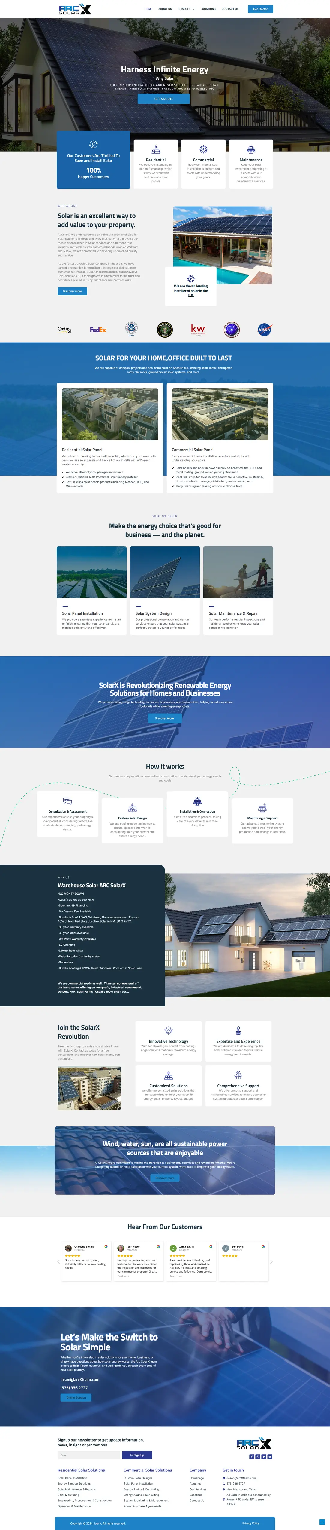 ARC Solar Energy — Homepage page design