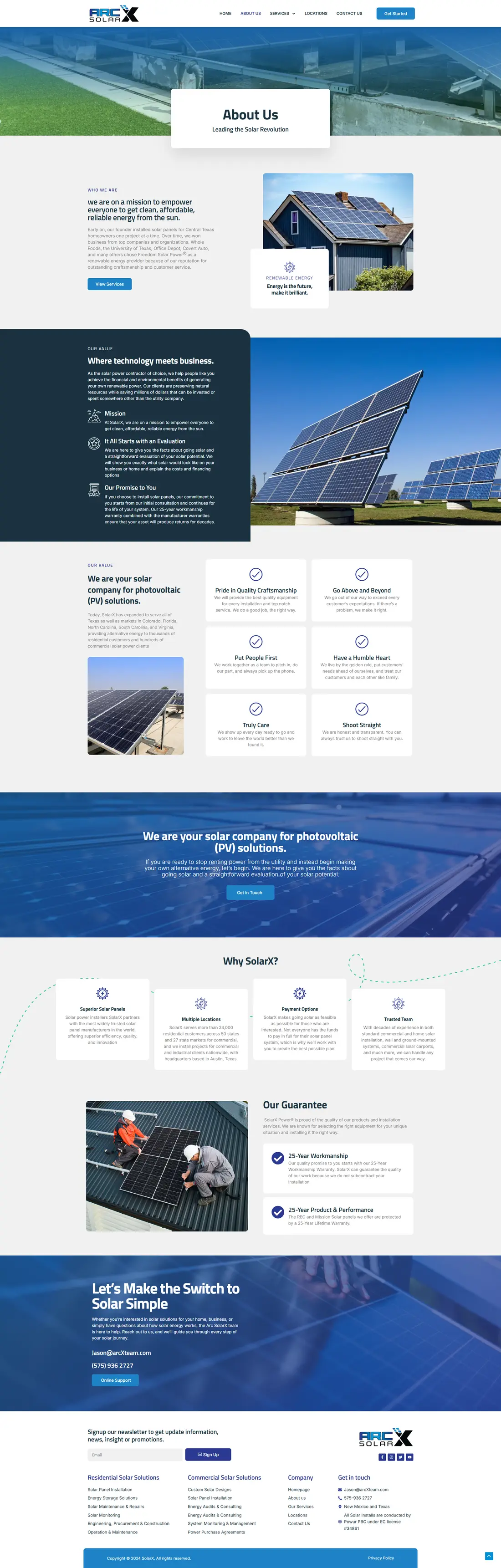 ARC Solar Energy — Page 2 page design