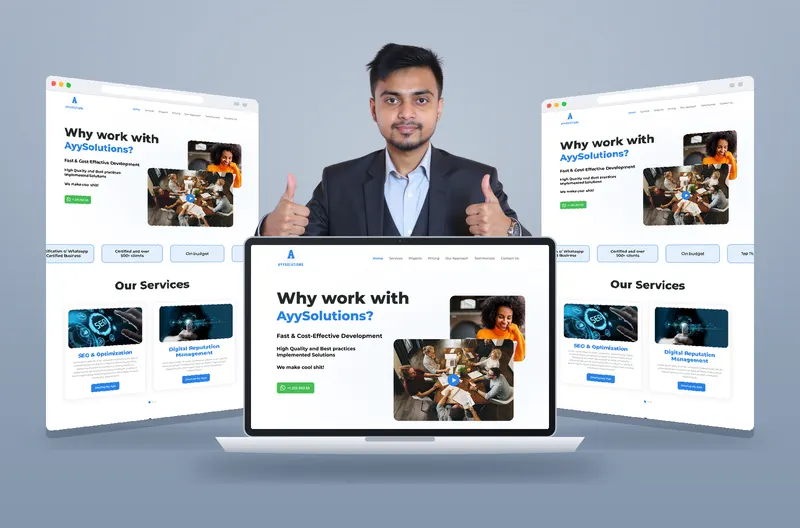 AyySolutions website mockup designed by Kazi Talat