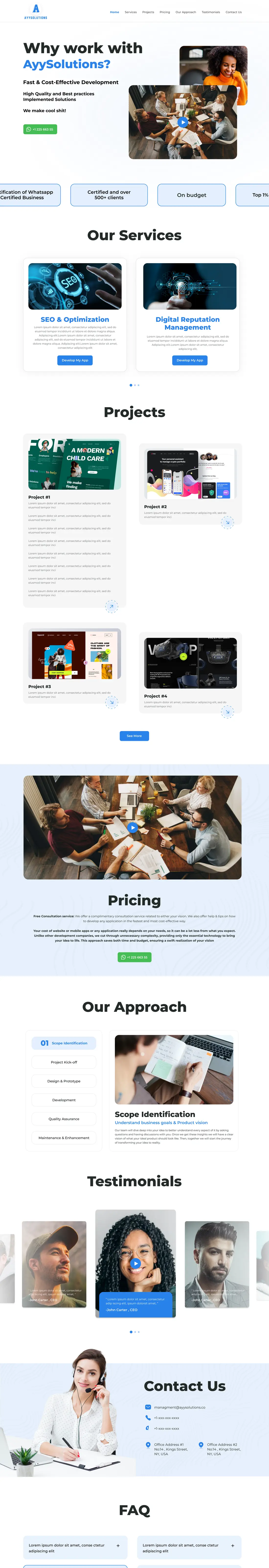 AyySolutions — Homepage page design