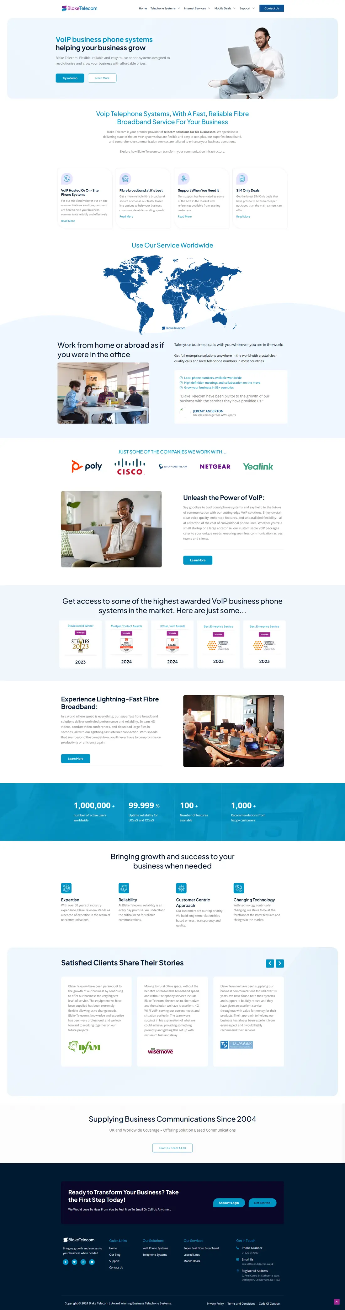 Blake Telecom — Homepage page design