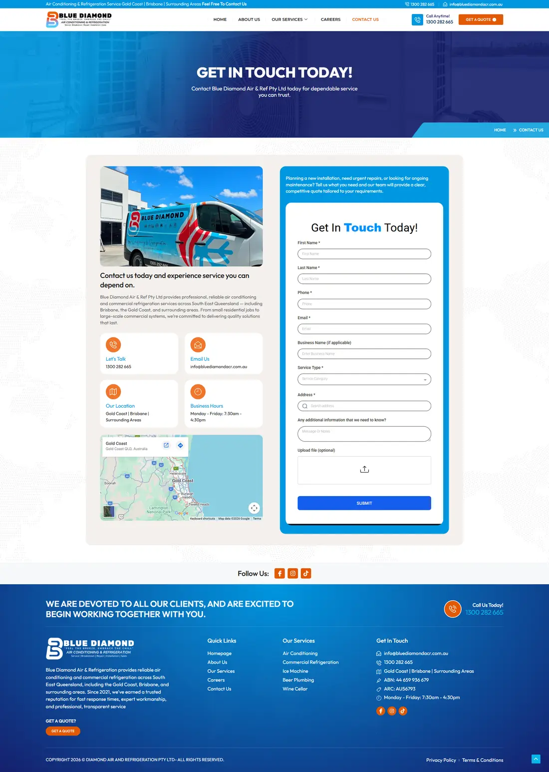 Blue Diamond Air & Refrigeration — Page 2 page design