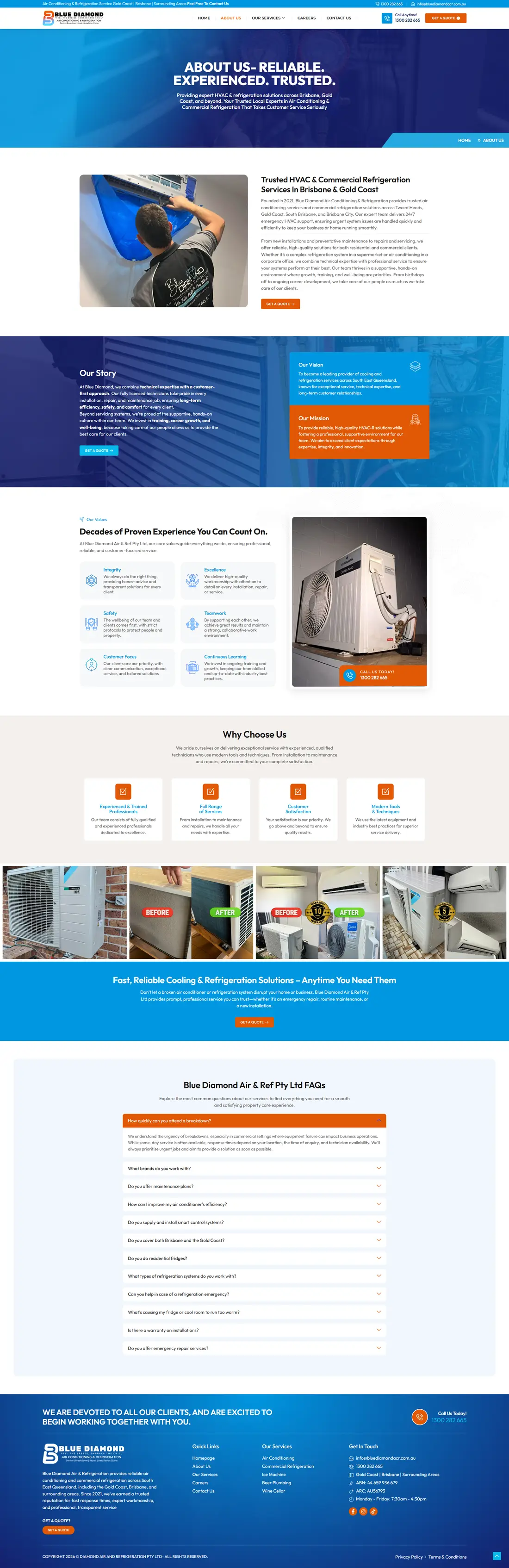 Blue Diamond Air & Refrigeration — Page 3 page design