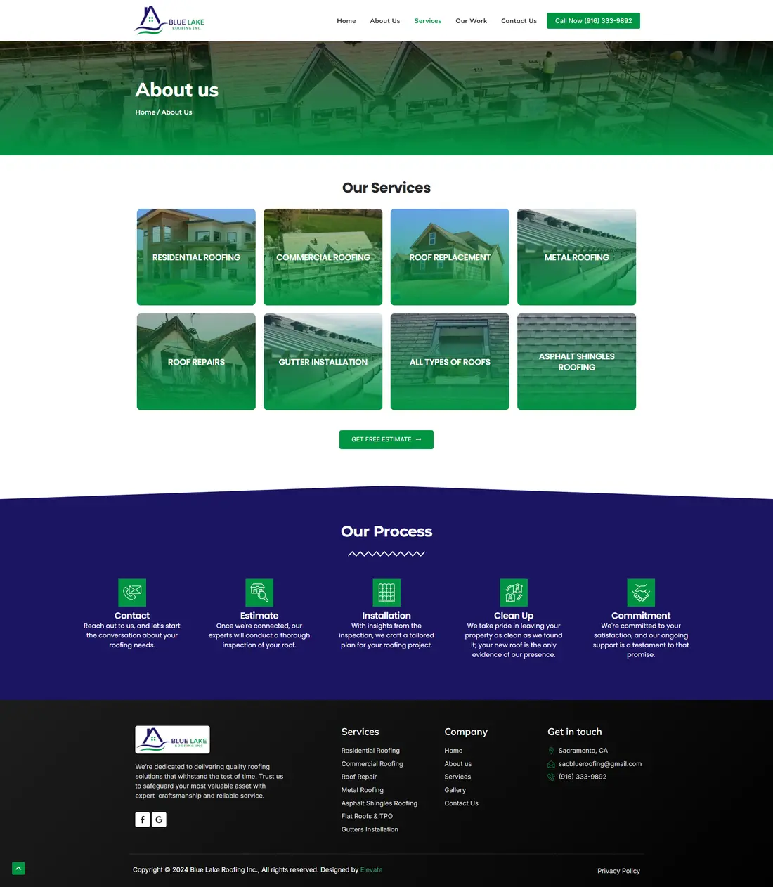 Blue Lake Roofing — Page 2 page design