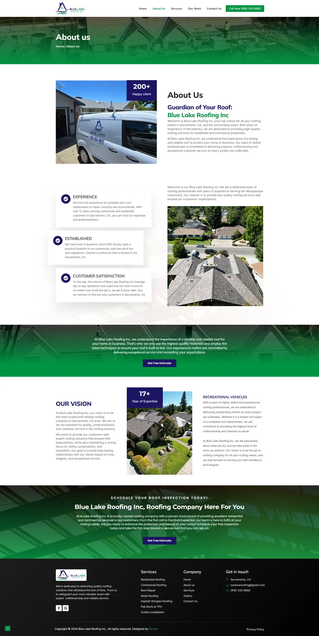 Blue Lake Roofing — Page 3 page design