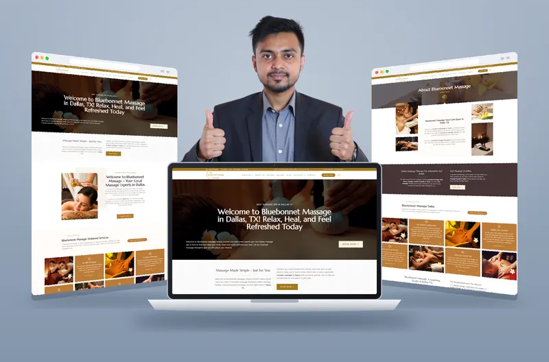 Bluebonnet Massage website mockup designed by Kazi Talat
