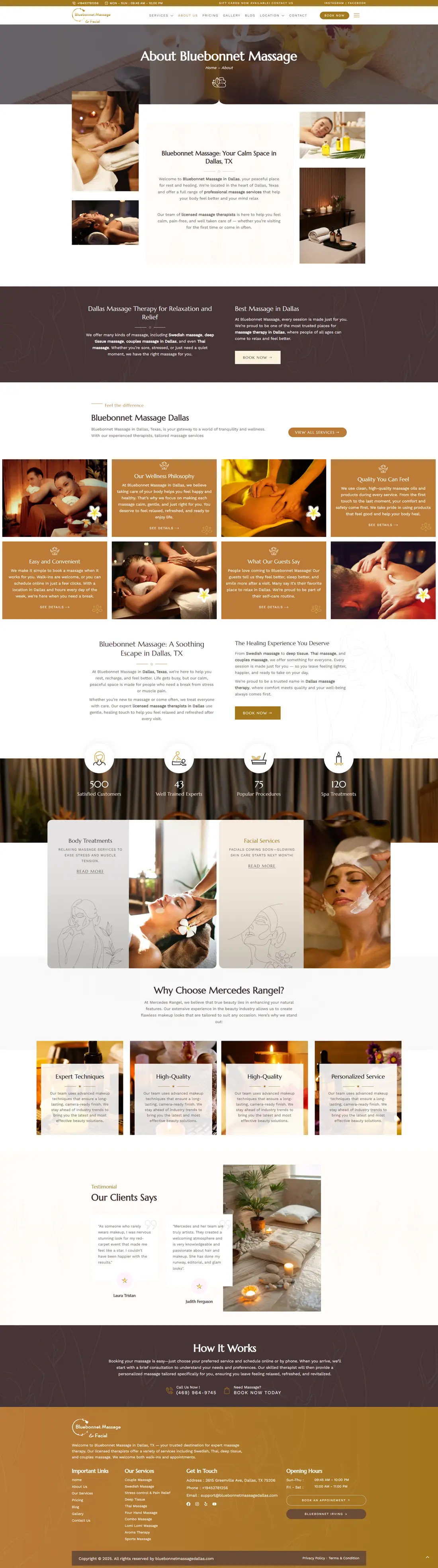 Bluebonnet Massage — About page design
