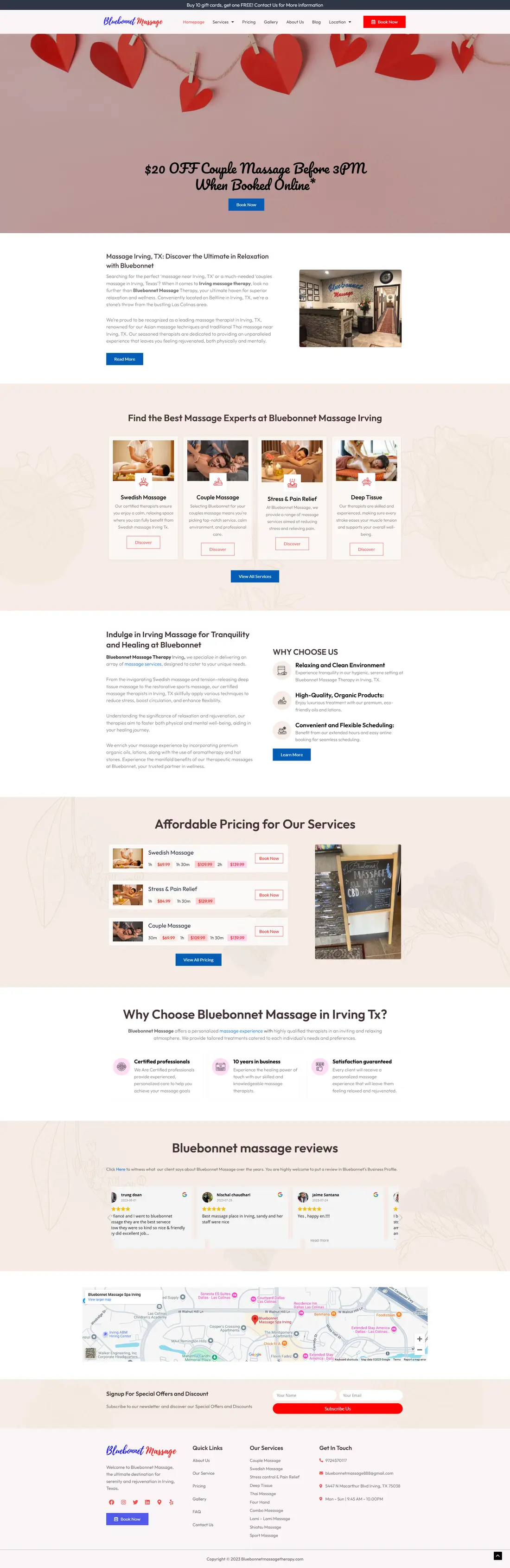 Bluebonnet Massage — Page 5 page design