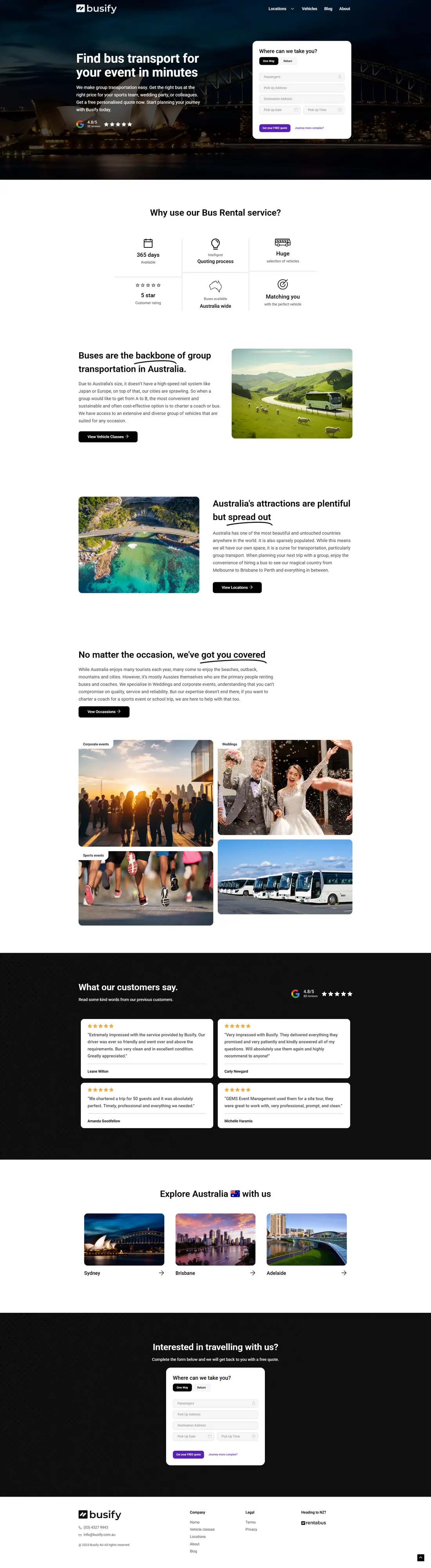 Busify — Homepage page design