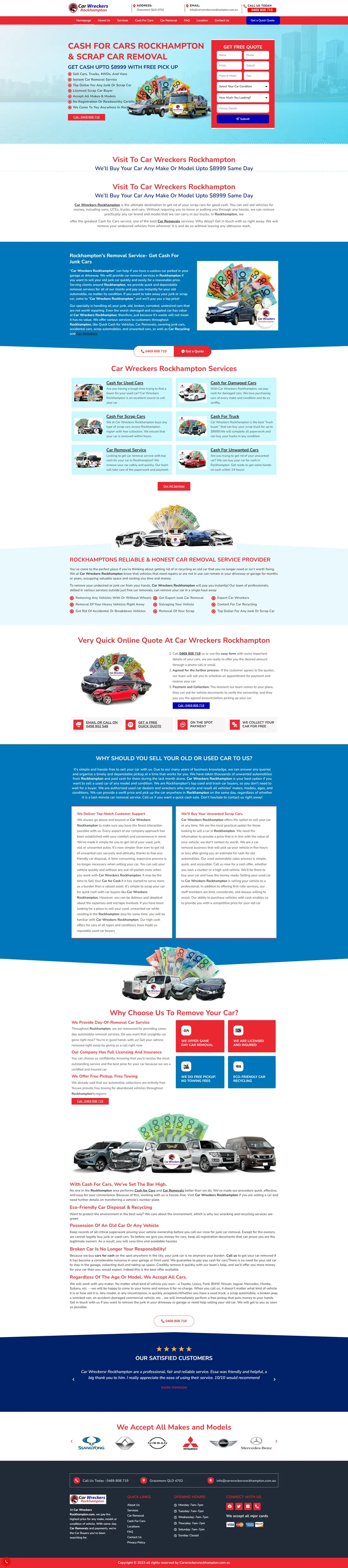 Car Wreckers Rockhampton — Homepage page design