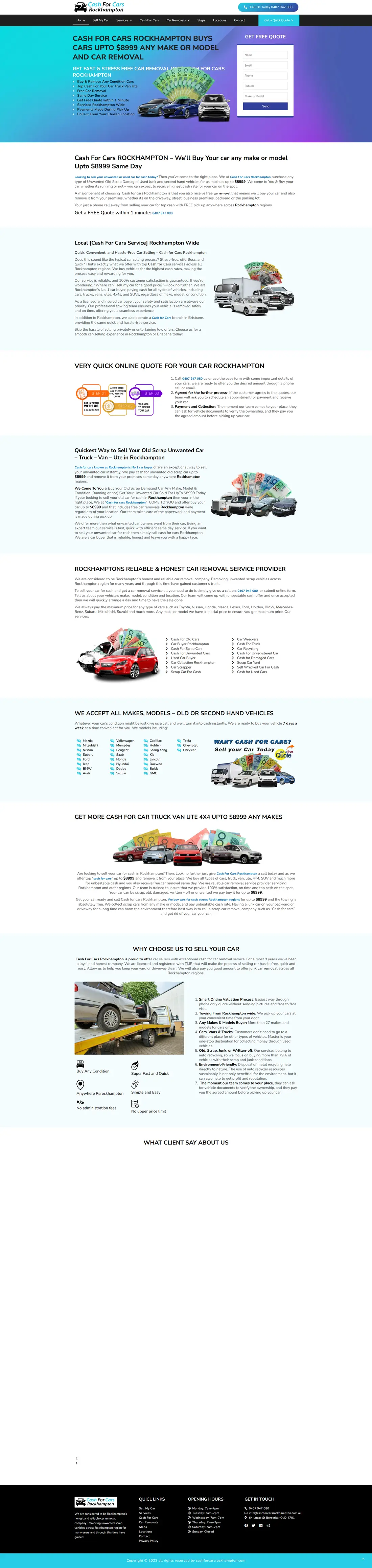 Cash For Cars Rockhampton — Homepage page design
