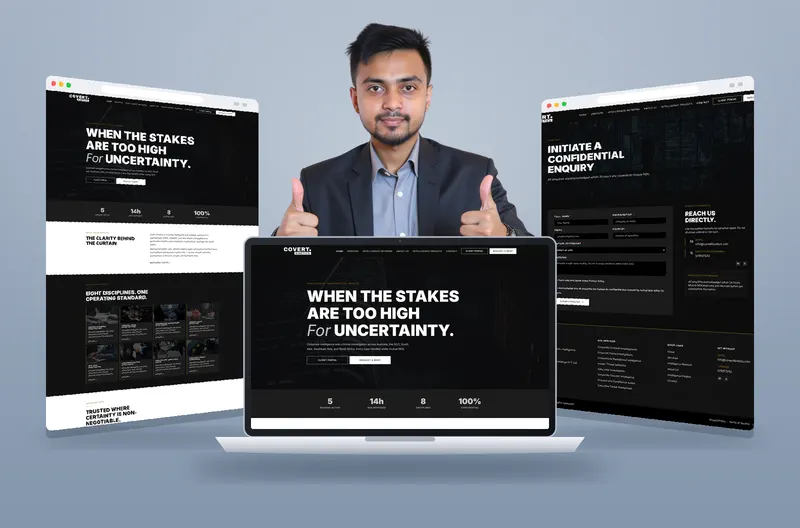 Covert Kinetics website mockup designed by Kazi Talat