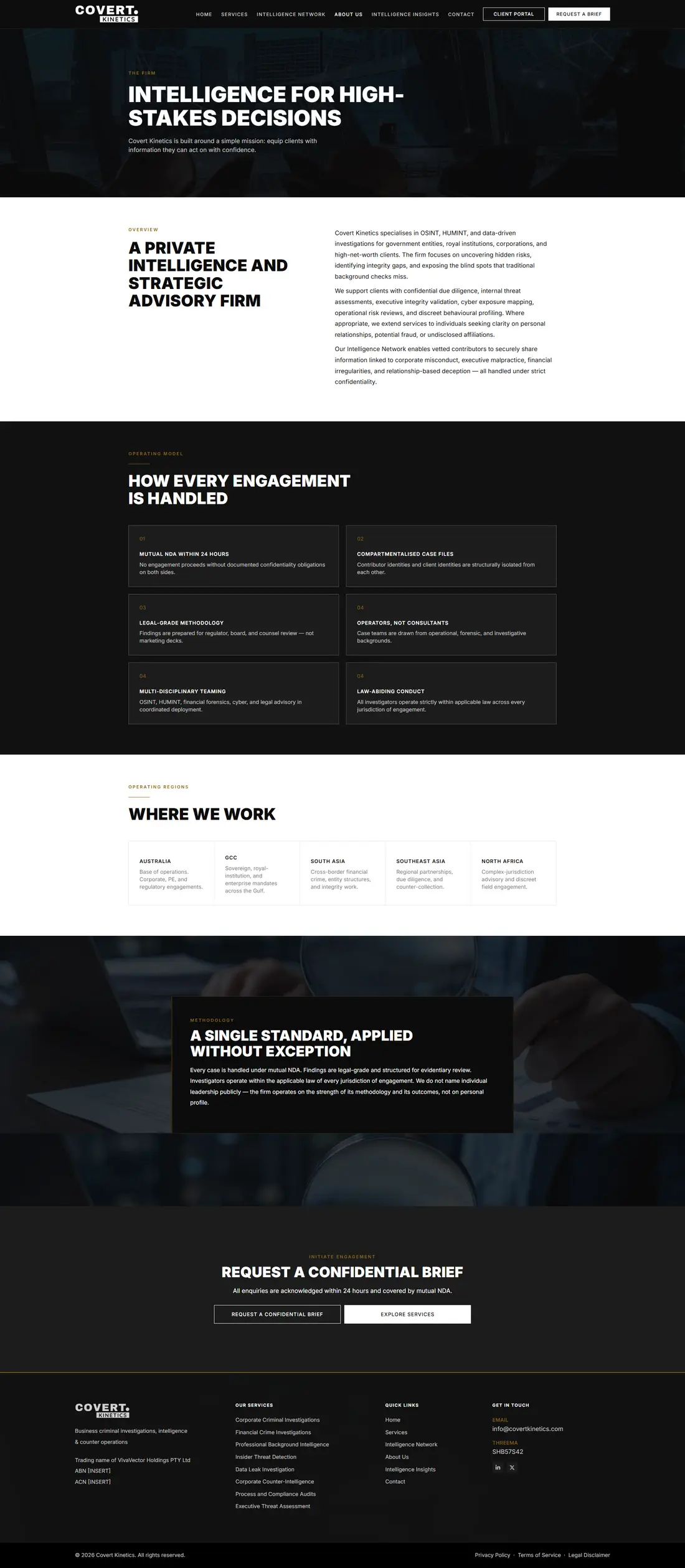 Covert Kinetics — Page 3 page design