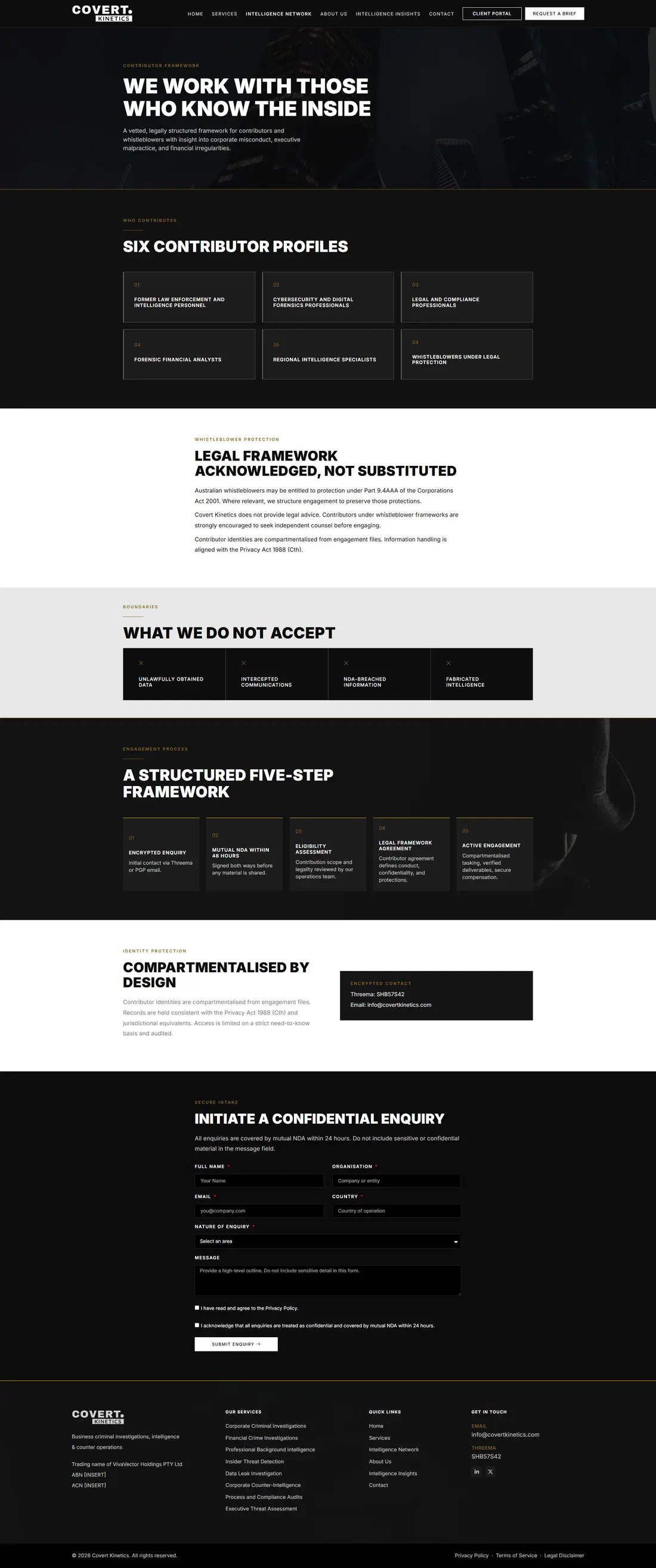 Covert Kinetics — Page 4 page design