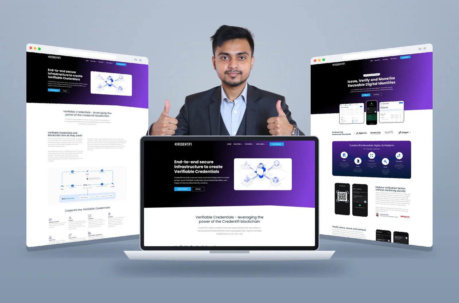 Credentifi website mockup designed by Kazi Talat