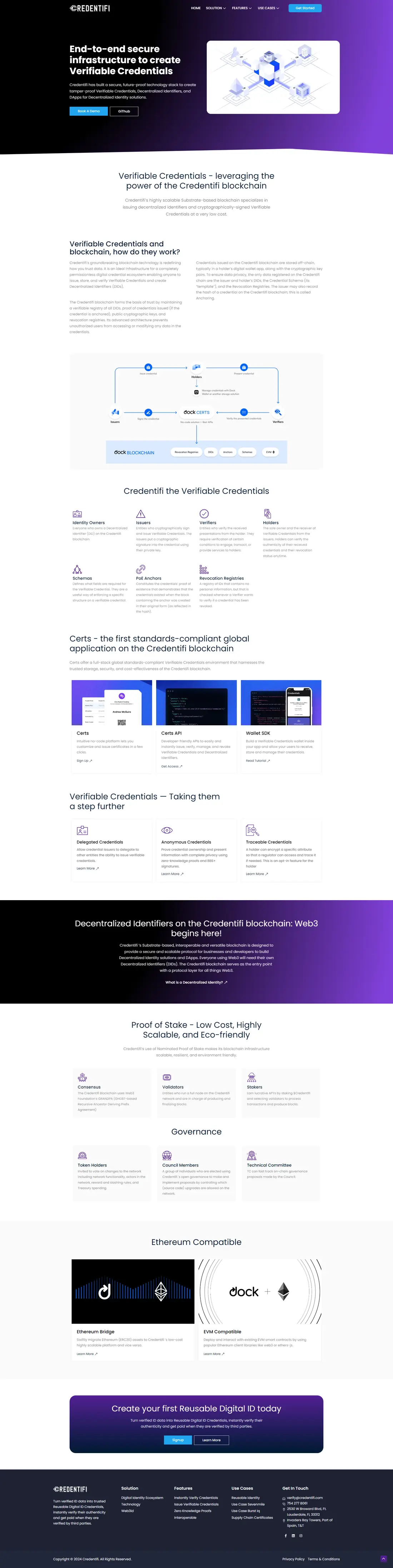 Credentifi — Homepage page design