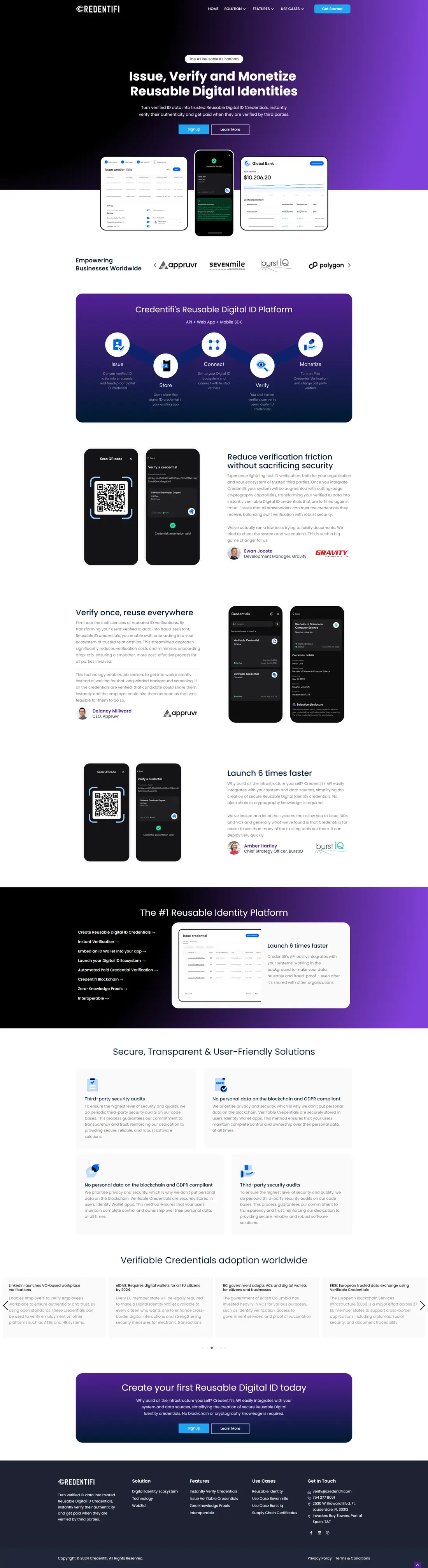 Credentifi — Product page page design
