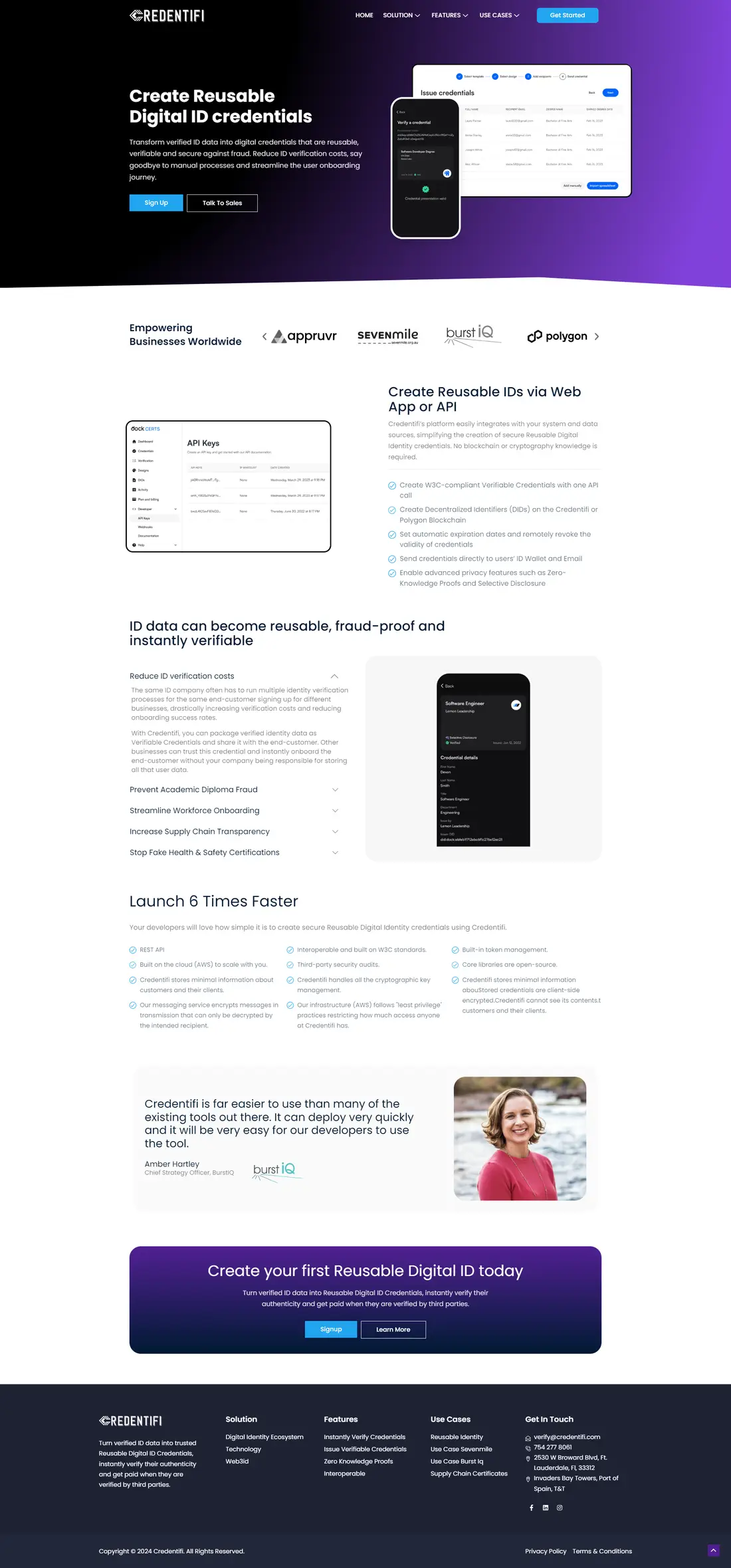 Credentifi — Solutions page page design