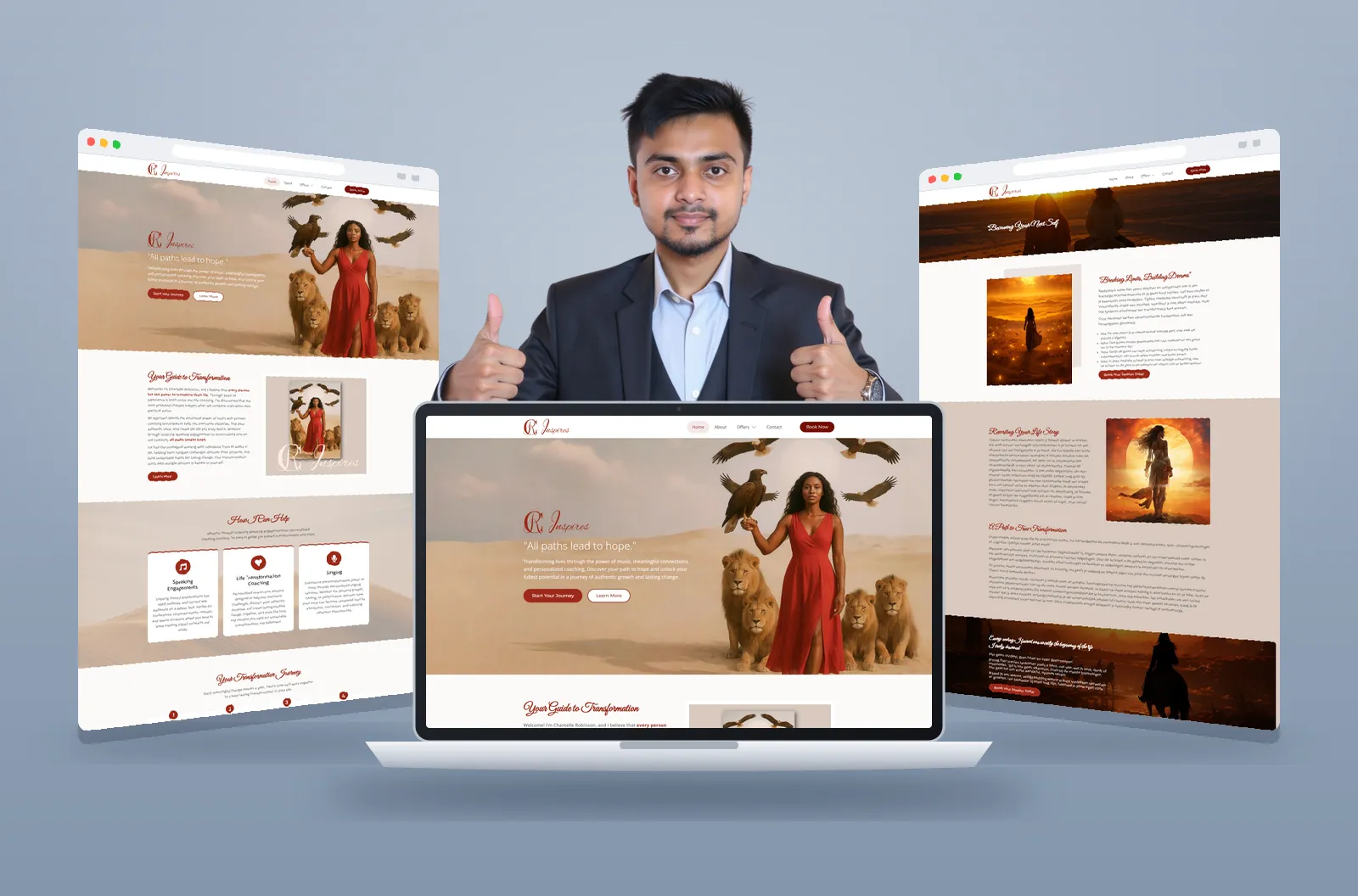 CR Inspires website shown on laptop and browser mockups