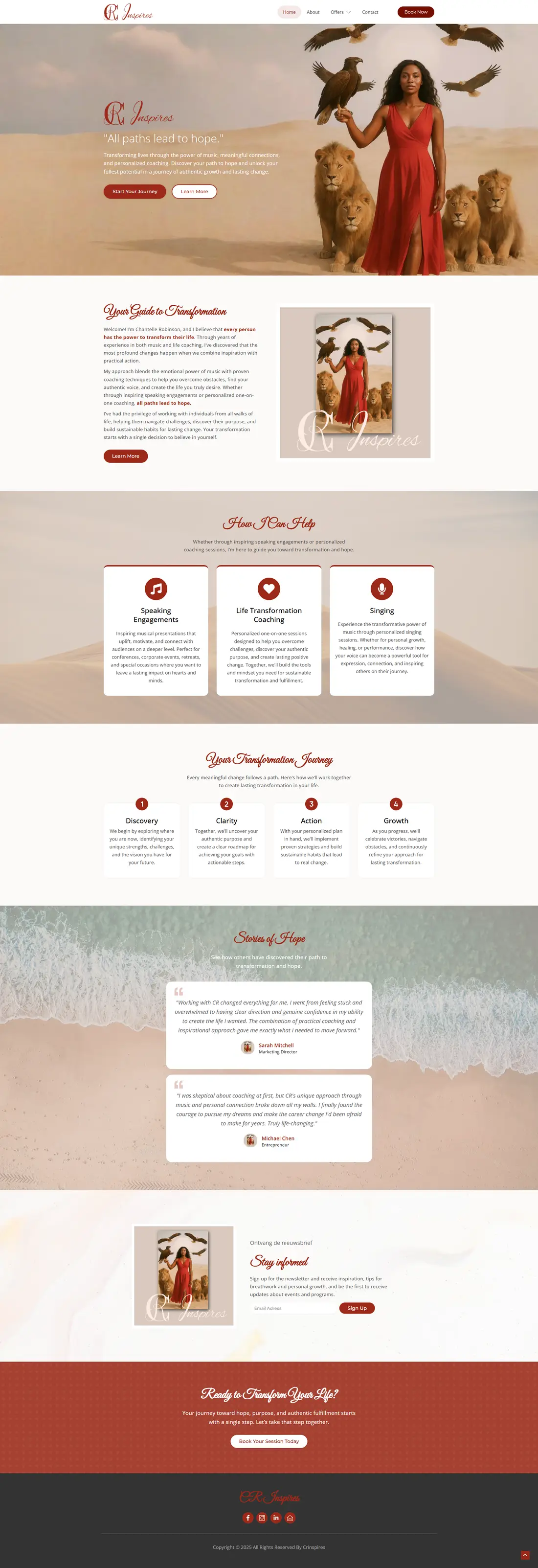 CR Inspires — Homepage page design