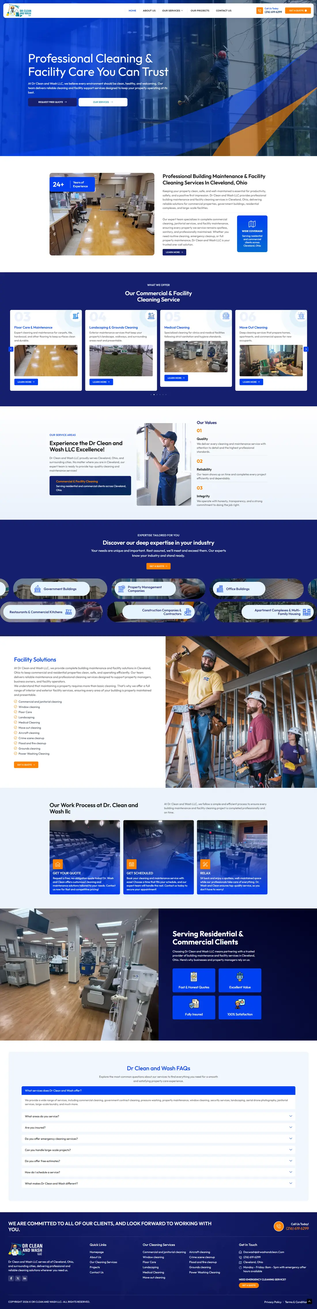 Dr Clean and Wash — Homepage page design