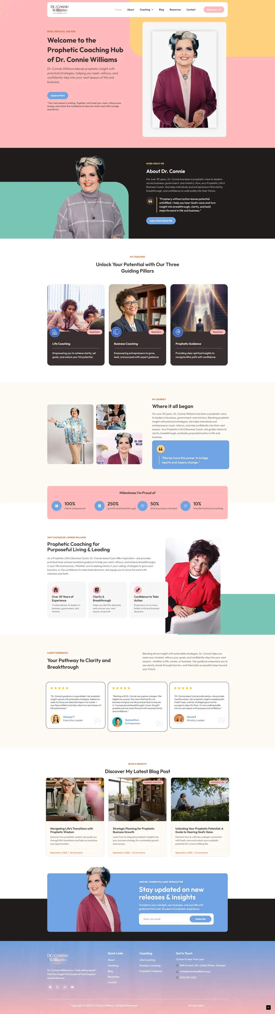 Dr. Connie Williams — Homepage page design