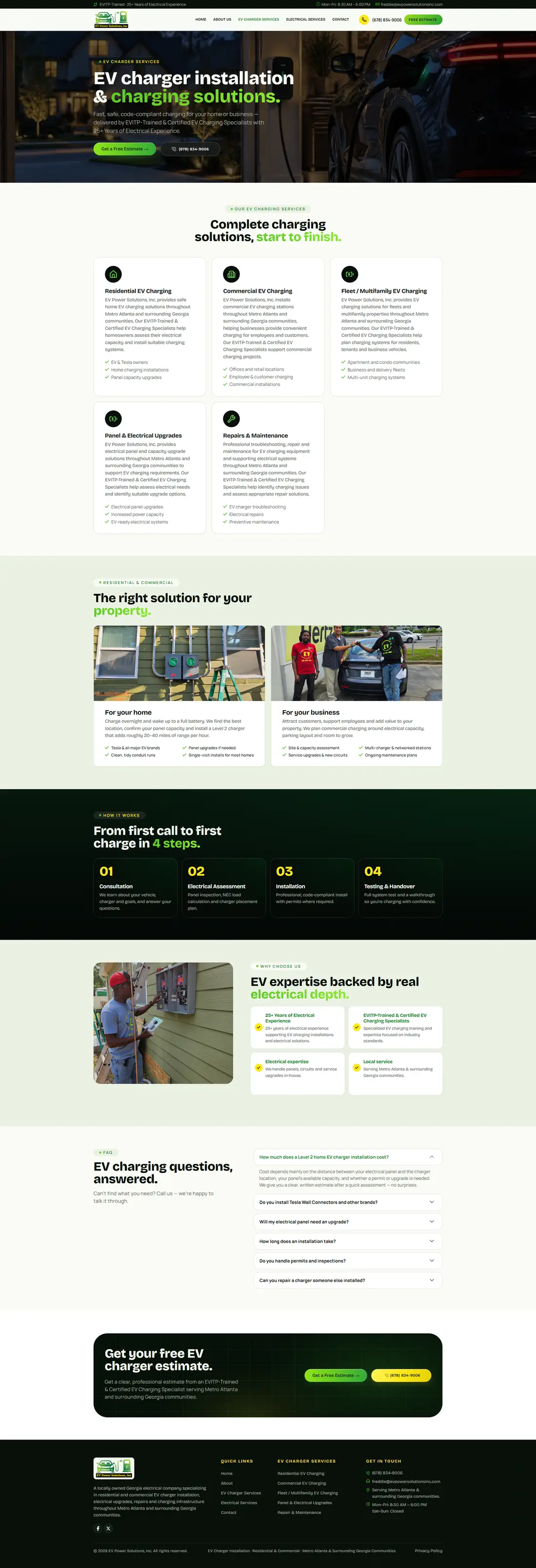 EV Power Solutions — Homepage page design
