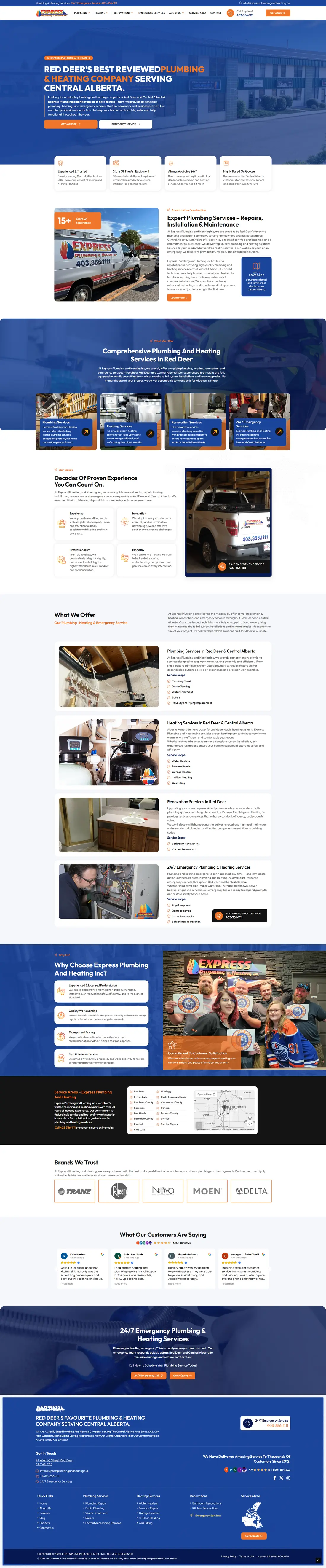 Express Plumbing & Heating — Homepage page design