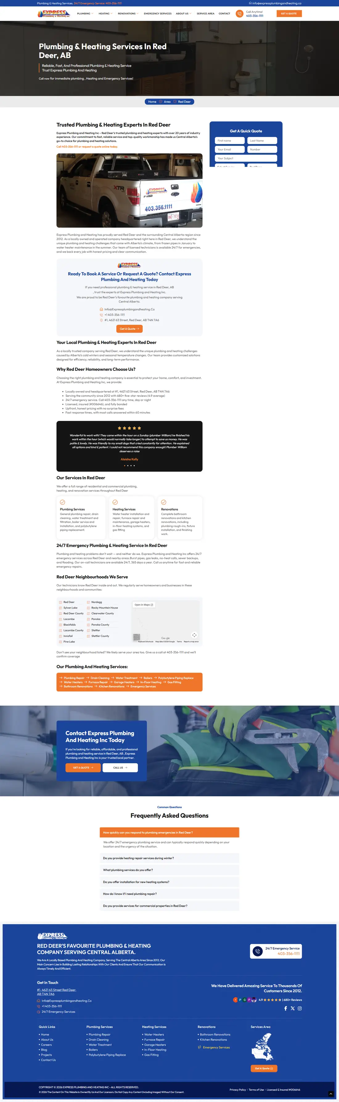 Express Plumbing & Heating — Location page page design
