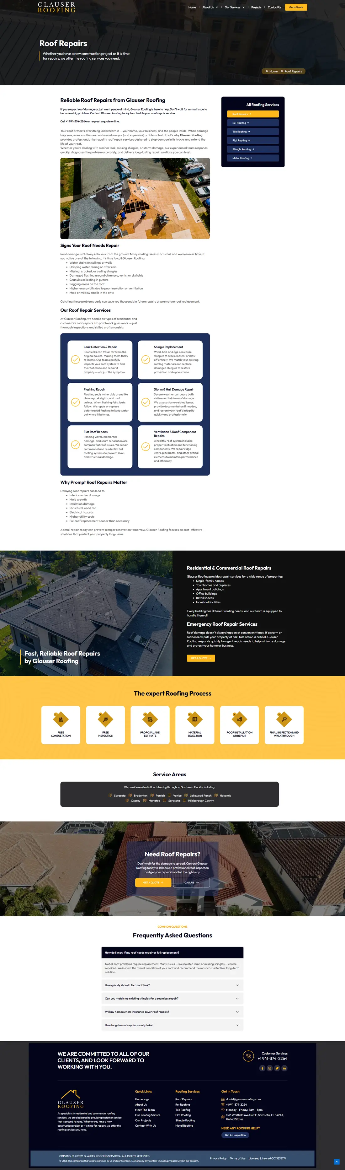 Glauser Roofing — Page 2 page design