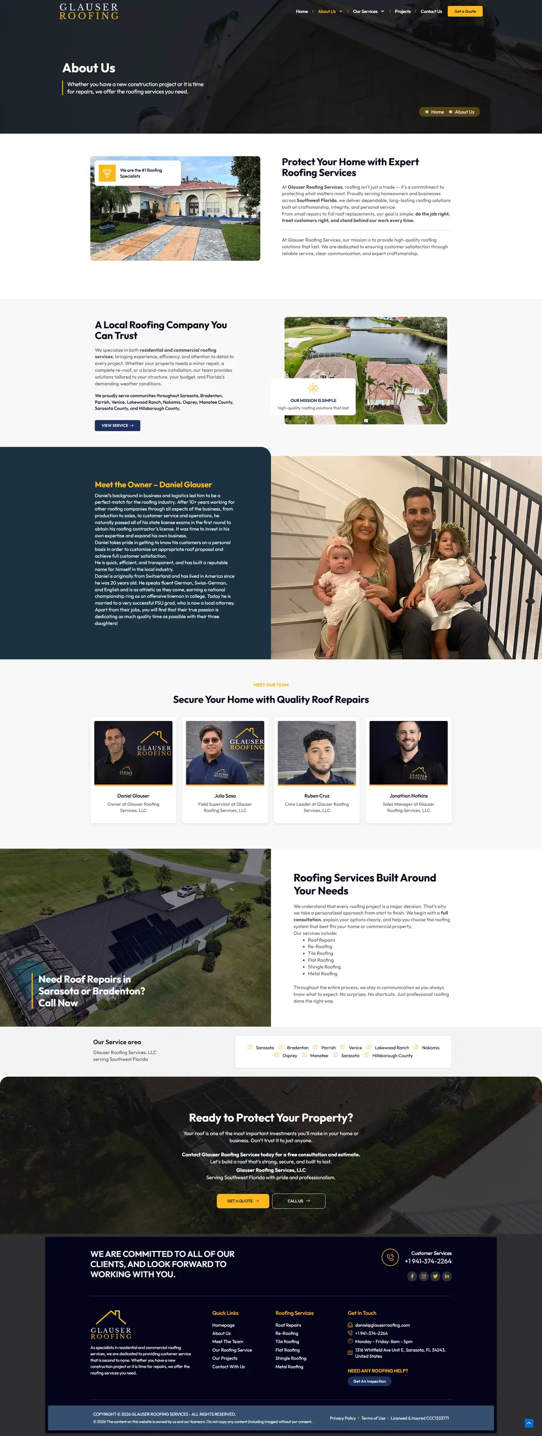 Glauser Roofing — Page 3 page design