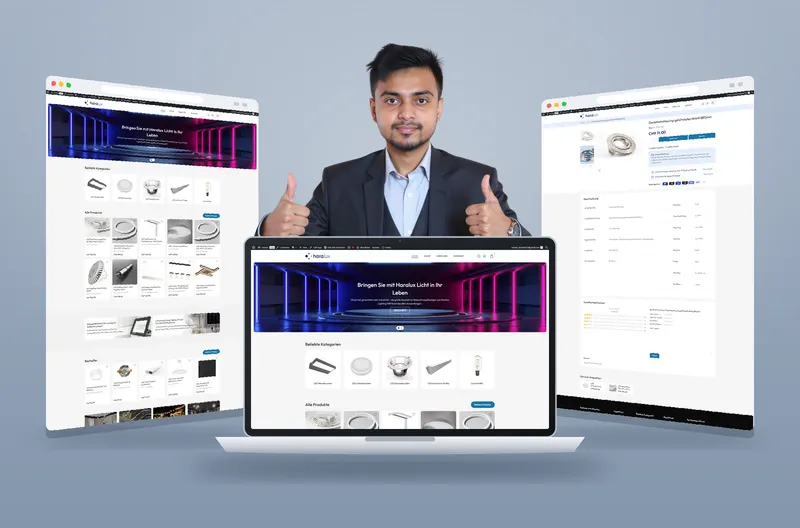 Haralux website mockup designed by Kazi Talat