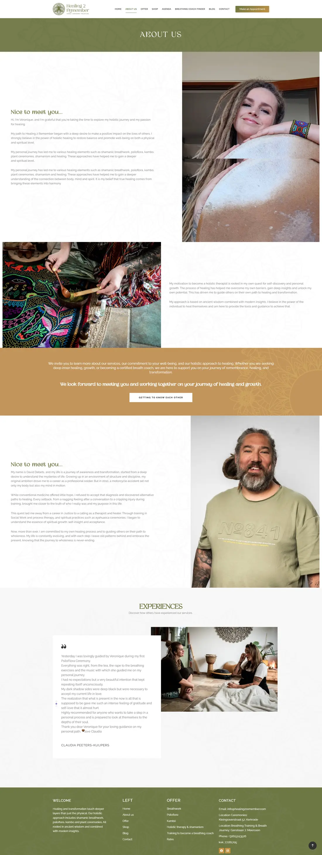 Healing2Remember — Page 2 page design