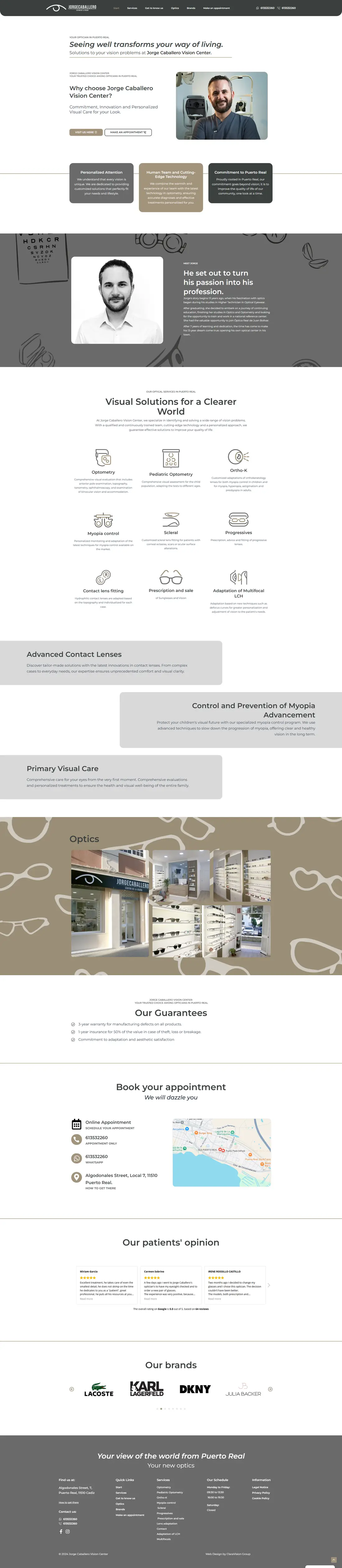 Jorge Caballero Vision Center — Homepage page design