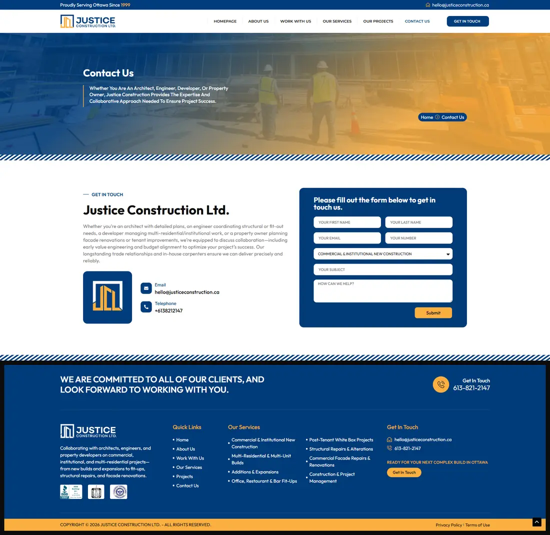 Justice Construction — Page 2 page design
