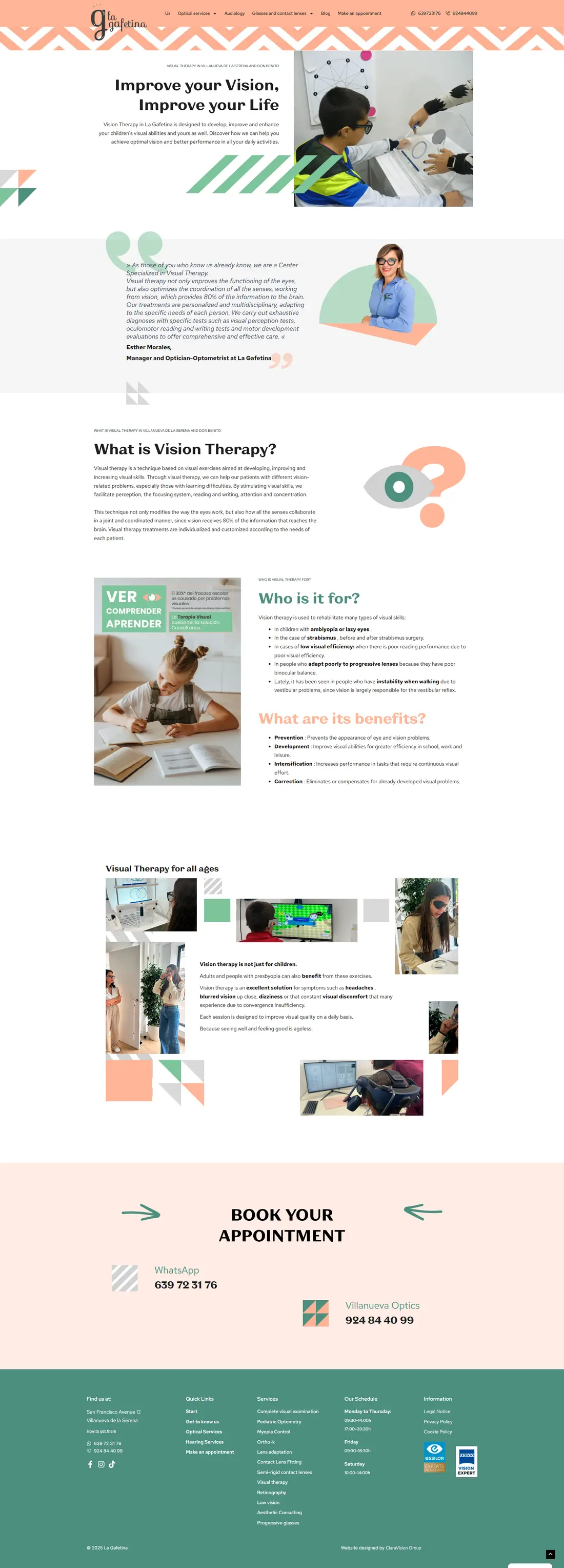 La Gafetina Optics & Hearing — Homepage page design