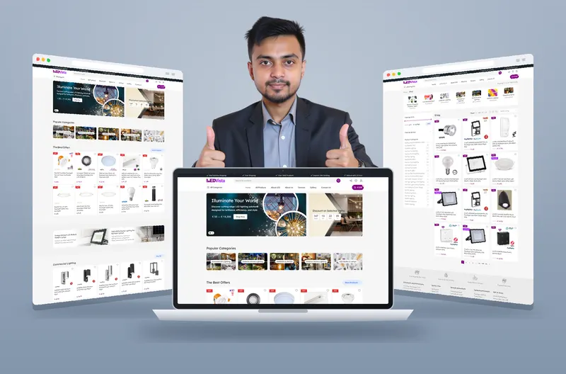 LEDVista website mockup designed by Kazi Talat