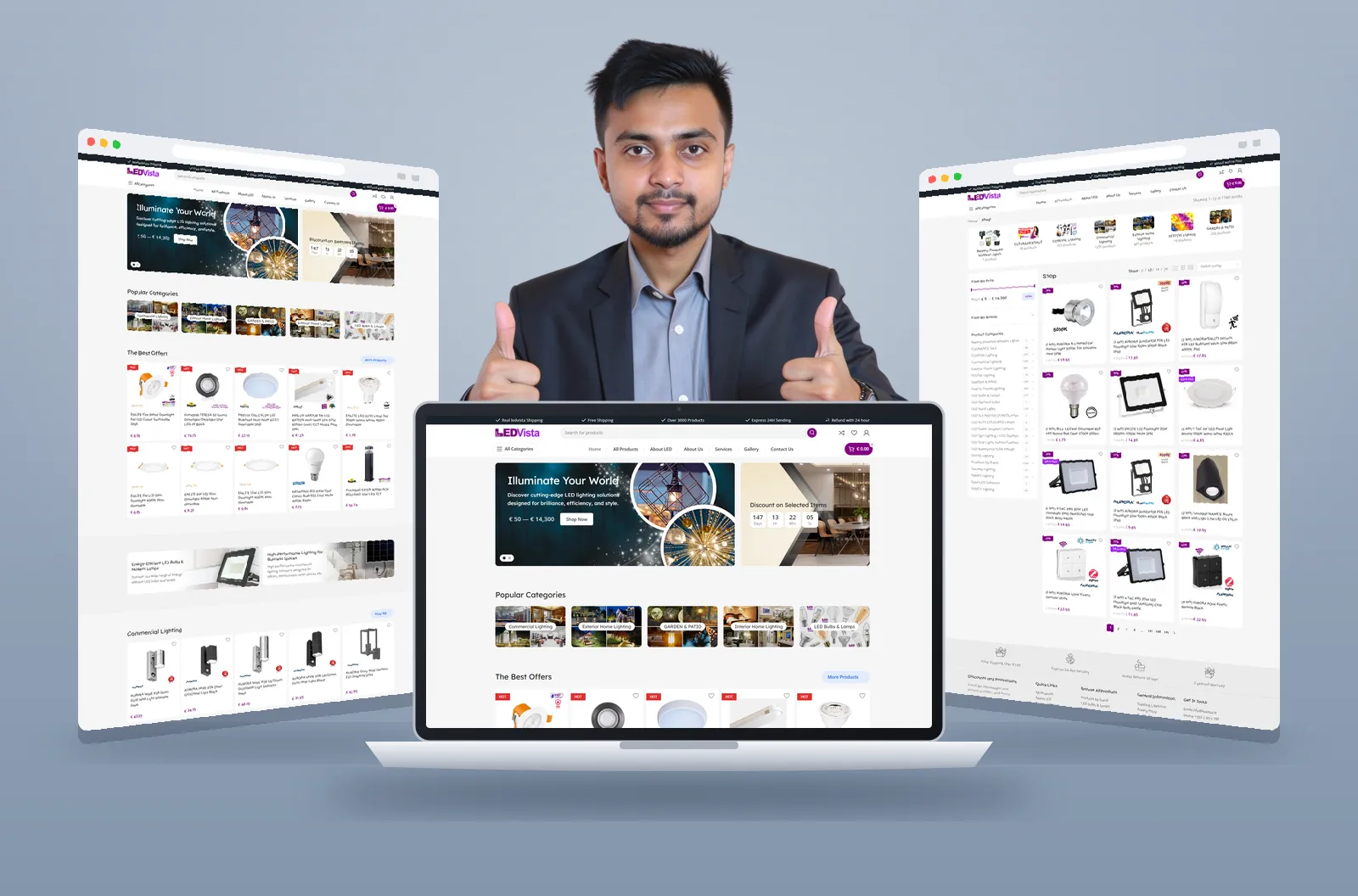 LEDVista website mockup designed by Kazi Talat