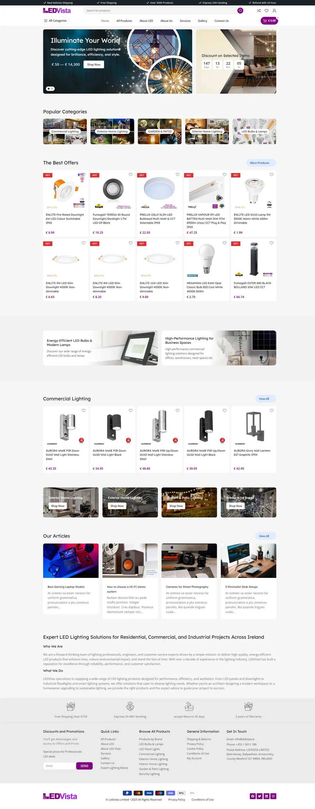 LEDVista — Homepage page design