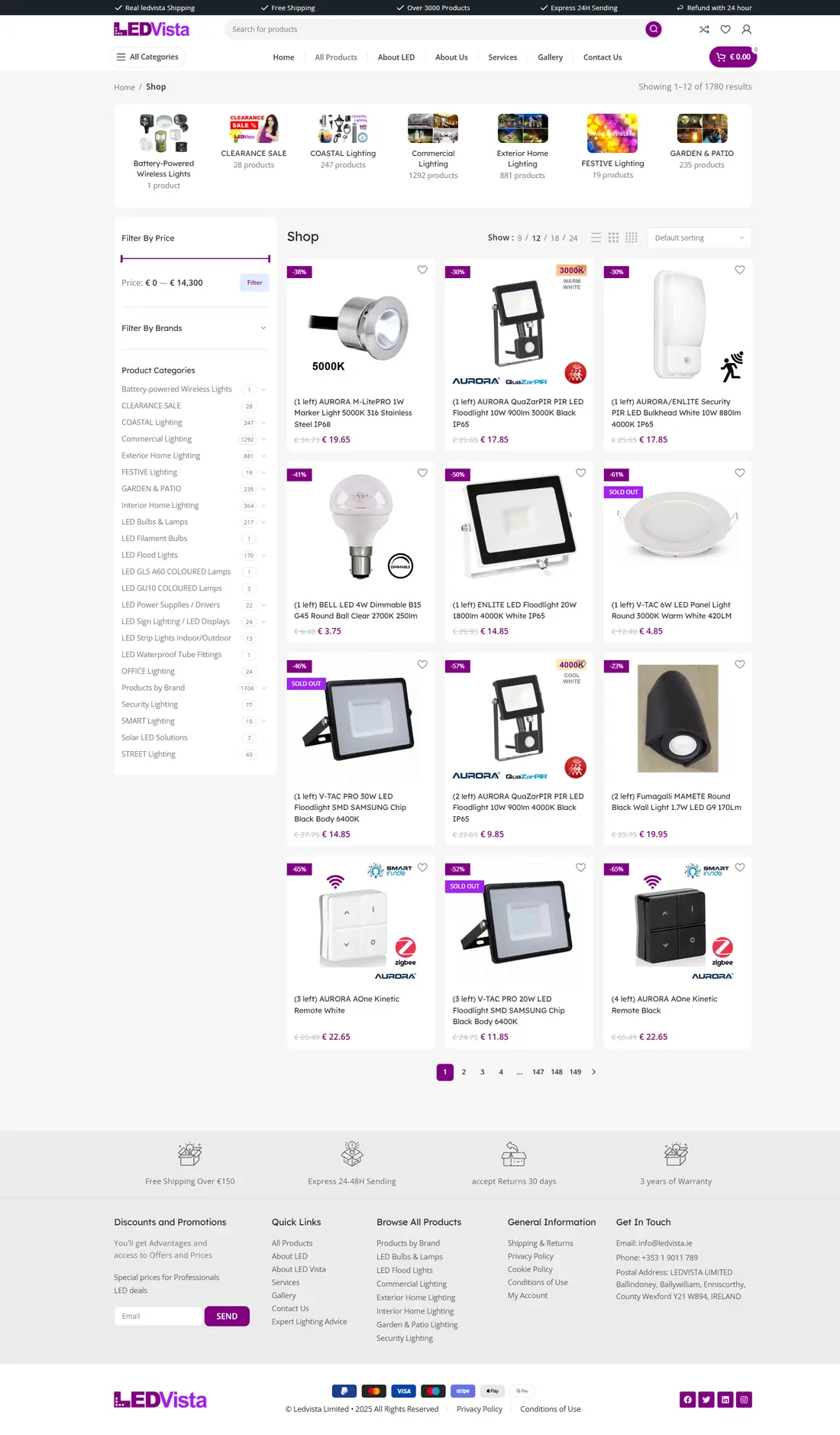 LEDVista — Shop page design