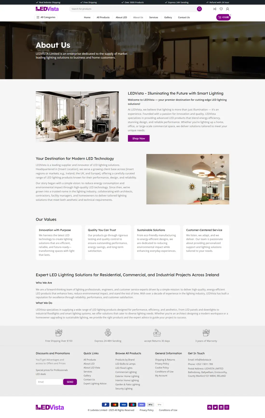 LEDVista — About page design
