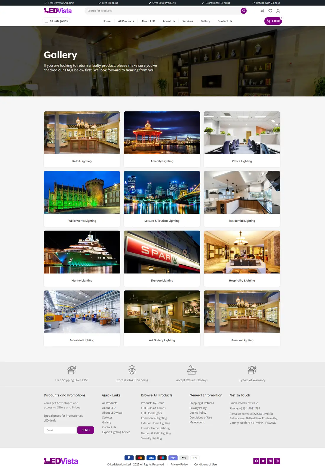 LEDVista — Gallery page design