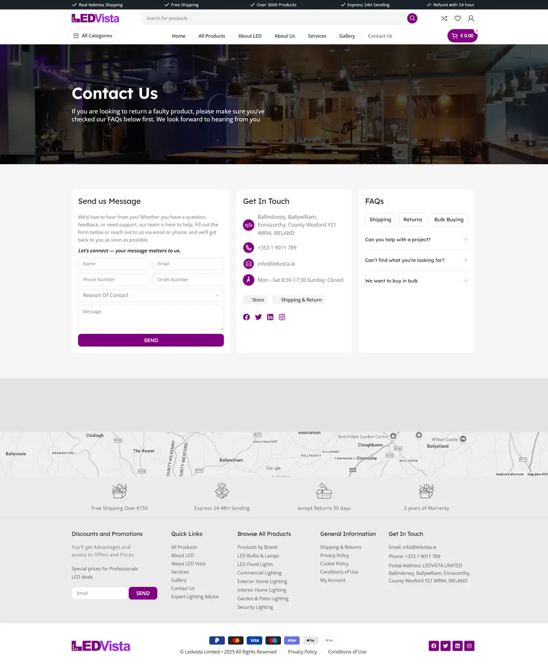 LEDVista — Contact page design