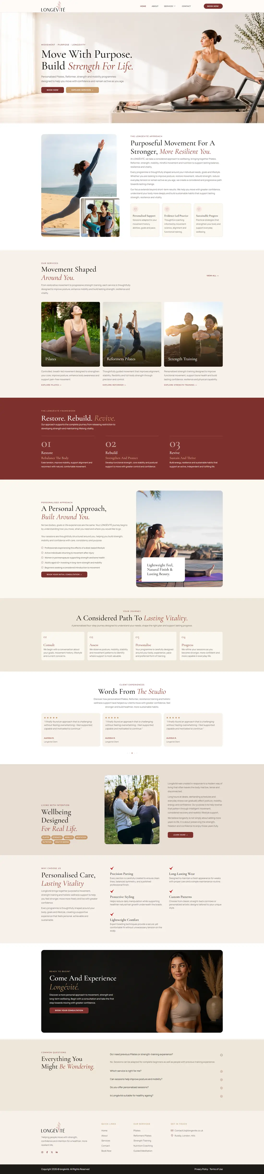 Longévité — Homepage page design