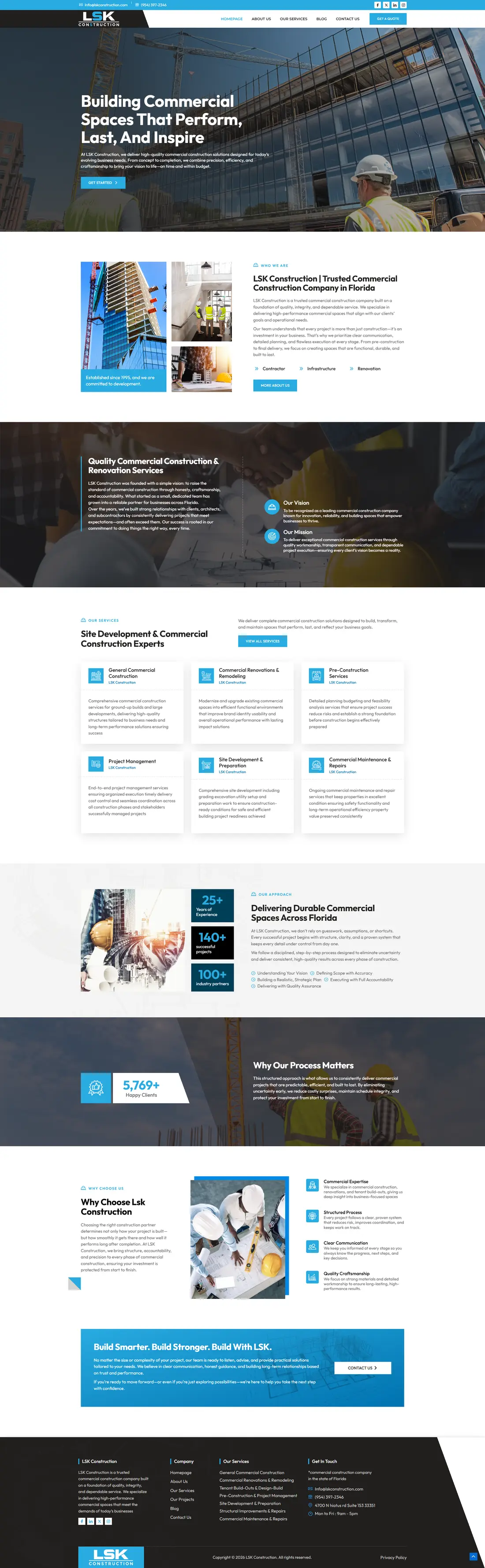 LSK Construction — Homepage page design