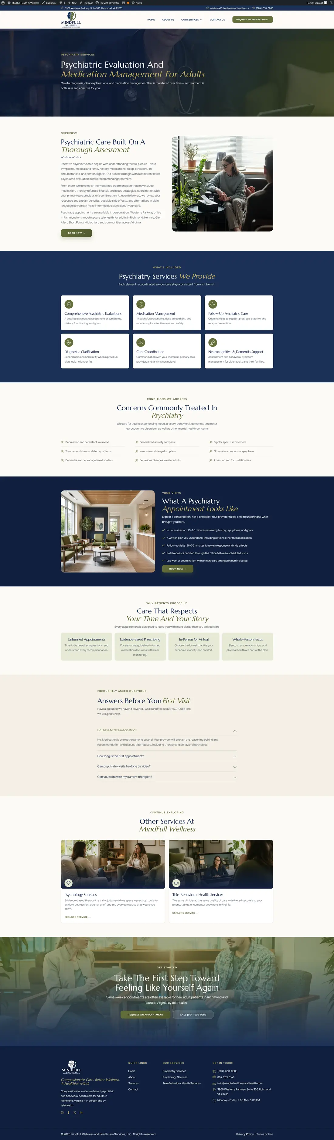 MindFull Wellness — Homepage page design