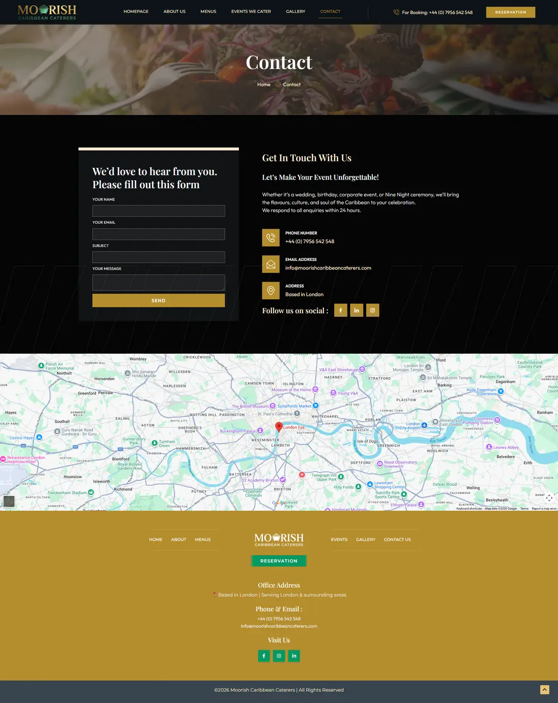 Moorish Caribbean Caterers — Page 2 page design