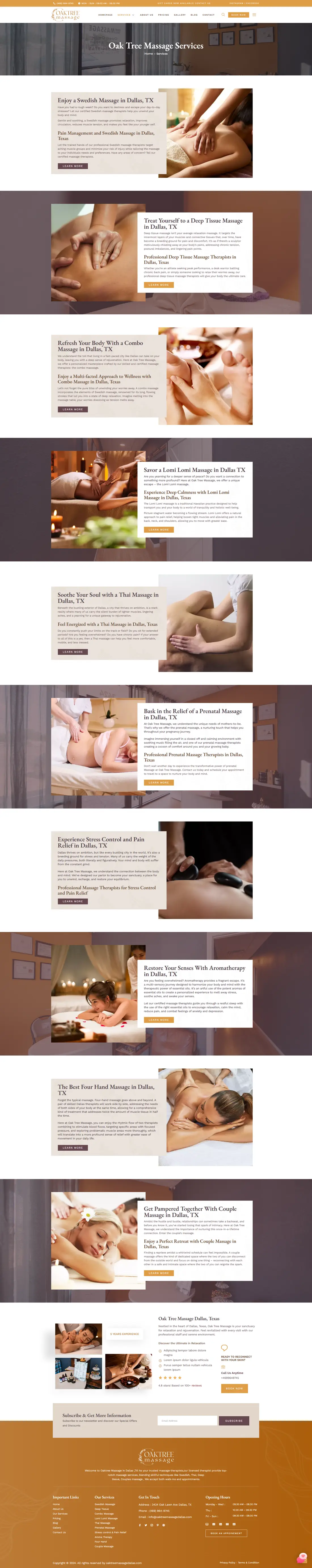 Oak Tree Massage — Page 2 page design